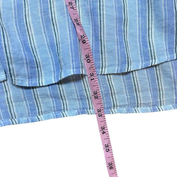 Soft Surroundings blue striped long sleeve button up linen shirt size 3X coastal - Picture 10 of 10